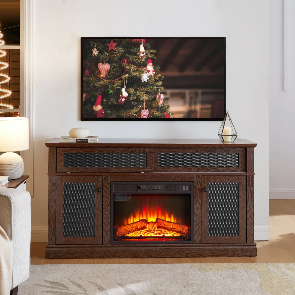 Embossed Pattern TV Stand with 23