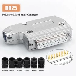 90° Elbow DB25 Male Female Connector 25 Pin 90 Degree Outlet Metal Housing Welding Plug Industry Connectors Computer Components