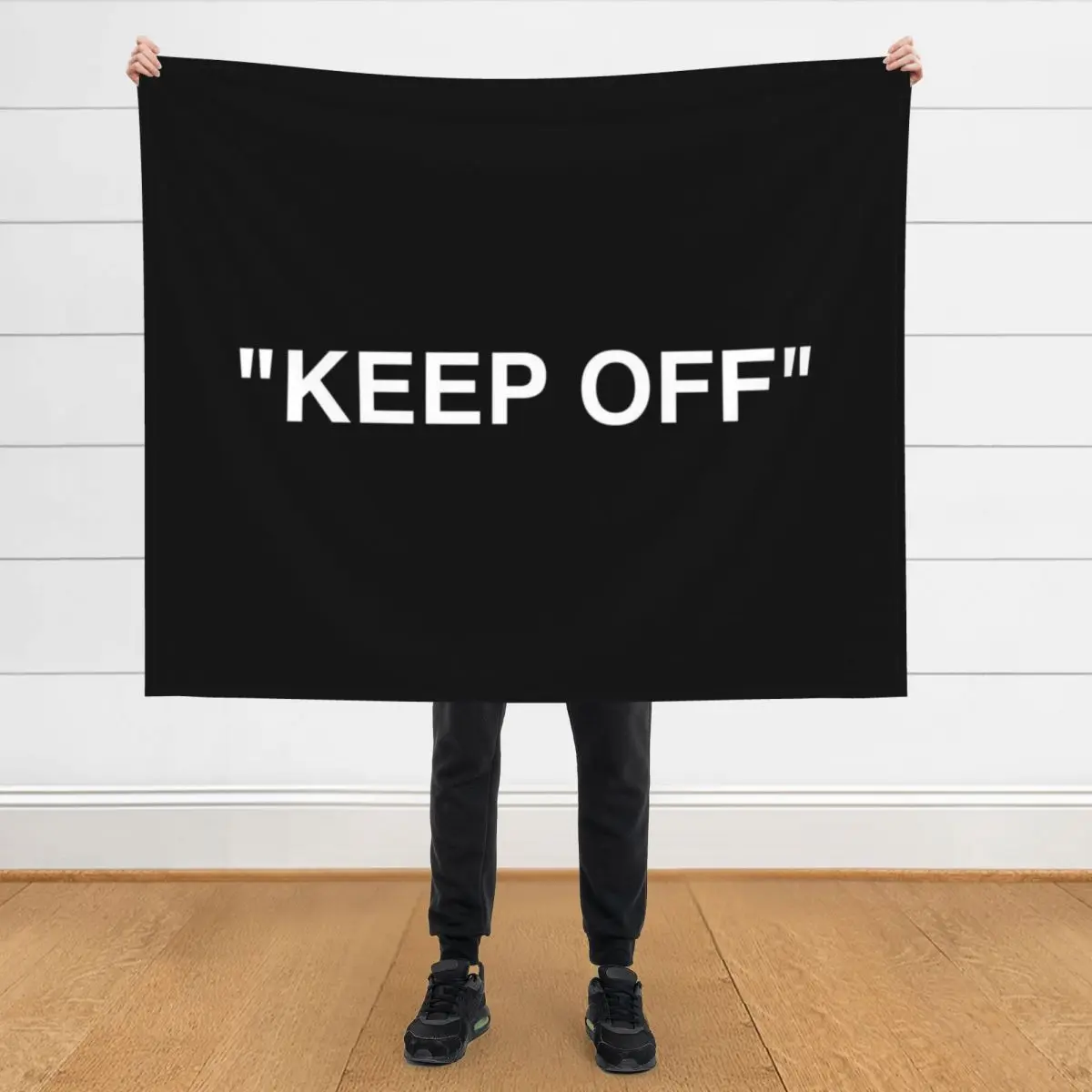 

KEEP OFF LOGO - WHITE Throw Blanket Flannel Decorative Throw Custom For Sofa Thin Blankets