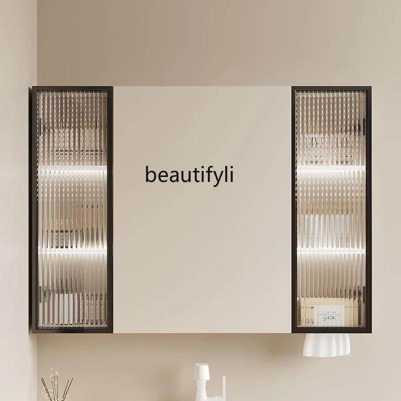 

LXCustom Space Aluminum Hidden Mirror Cabinet Cream Wind Smart Built-in Mirror Bathroom Locker ToiletSSS