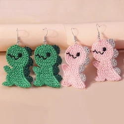 Aihua Handmade Kintted Cute Animal Dinosaur Earrings for Women Girls Crocheted Unicorn Bear Fox Dog Earrings Cute Jewelry Gifts
