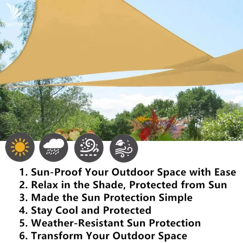 Durable Sunshade Sail Triangle Rectangle UV Protection Canopy Garden Pool Waterproof Outdoor Sun Shelter Backyard Privacy Screen image 2