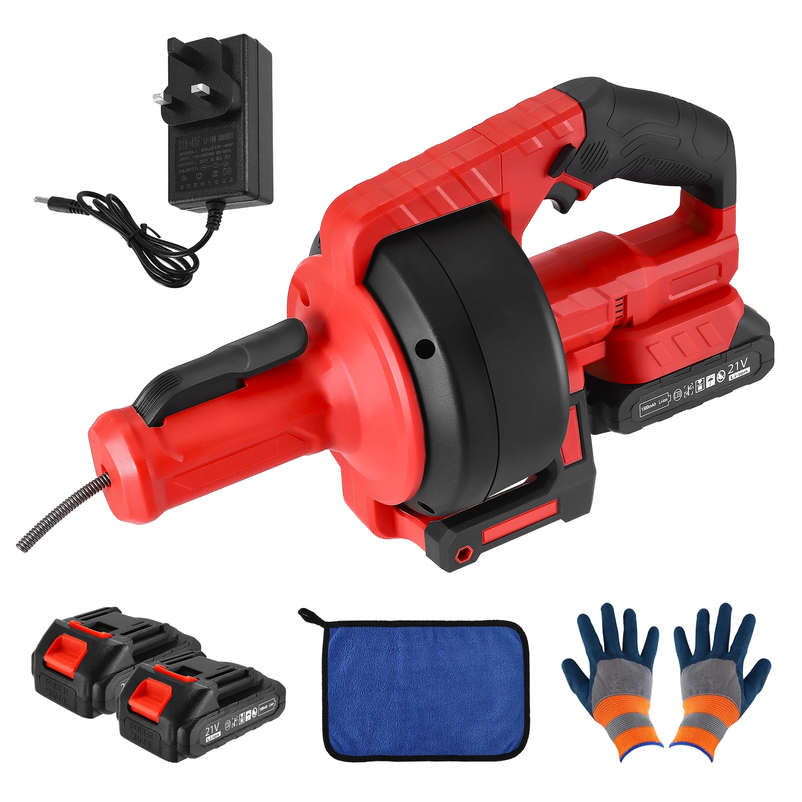 

Cordless Drain Cleaner Electric Plumbing Snake 7.0m Cleaning Spiral,Drain Pipe Cleaner for Toilet Sewerage, Bathtub,Kitchen Sink