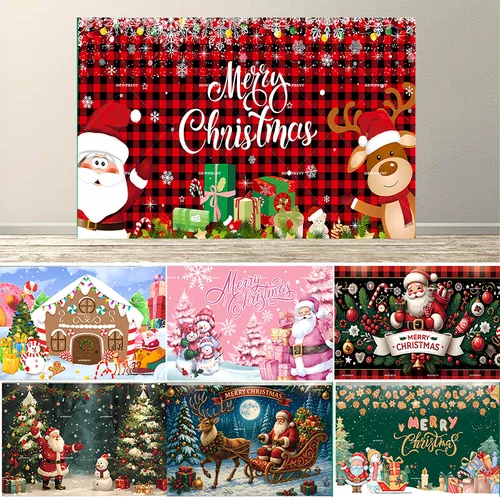 Fondo de fotografía de decoración de muñeco de nieve de Papá Noel, pancartas de invierno para interiores y exteriores, suministros para fiesta de Navidad