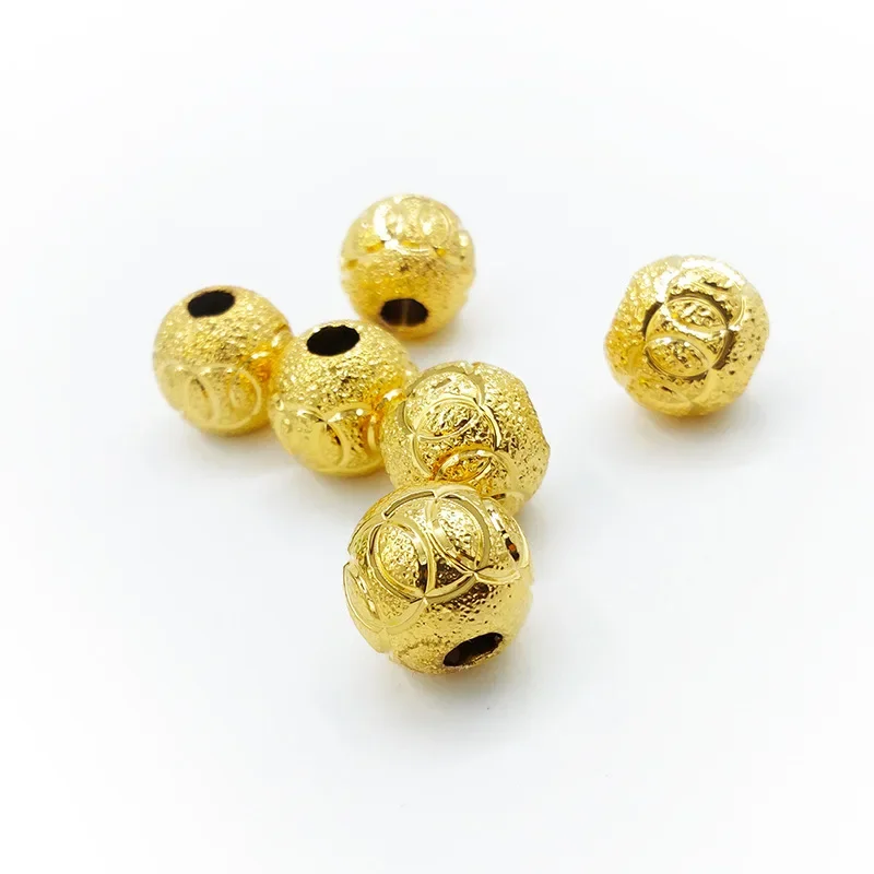 

9999 Real Gold 24K Gold Accessories, Circle Matte Solid Transfer Gold Beads Handmade DIY Beaded Loose Beads