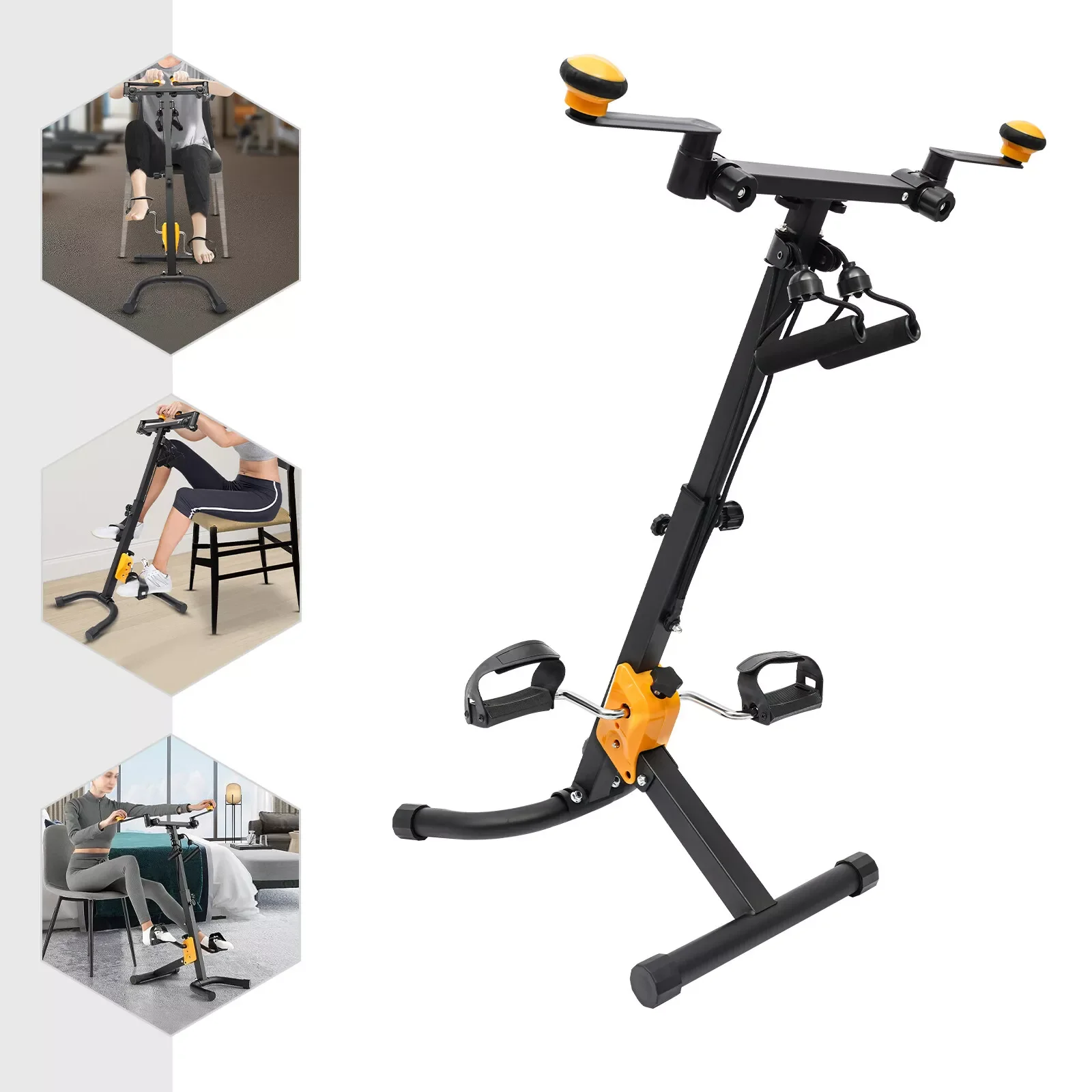 Pedal Exerciser for Seniors 8 Gear Adjustable Full Body Exercise Bike Foldable Gym Equipment