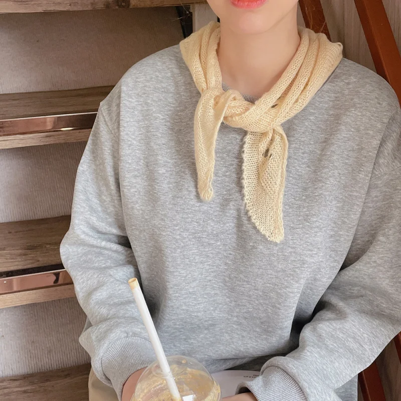 

French-style hollow scarf women, made of mohair, in a casual and stylish sweet design, suitable students as a n
