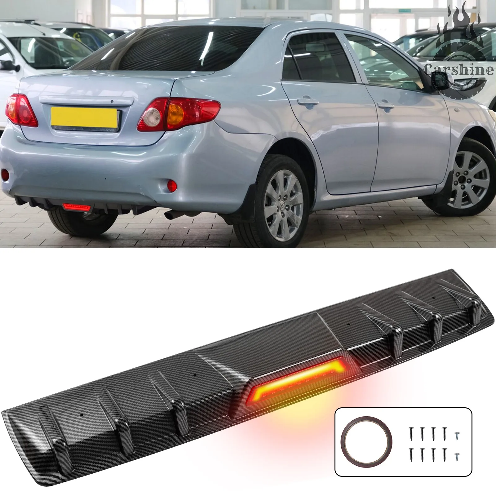 

Задний бампер-диффузор с LED-стоп-сигналом и карбоновым покрытием для Toyota Camry