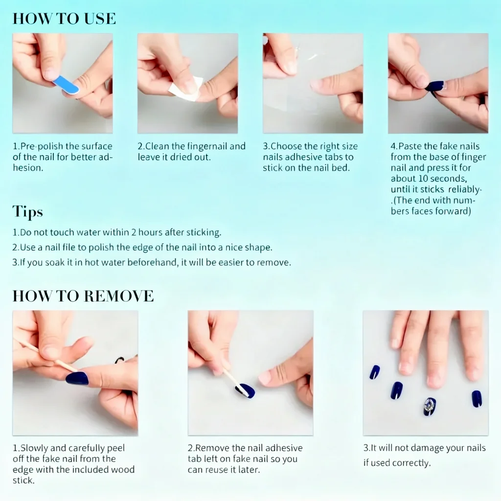 10PCS Luxury Handmade Press On Nails Pink White Bow Rhinestone Duckbill Design Glamorous False Nails With 4-PIECE Tool Adhesive