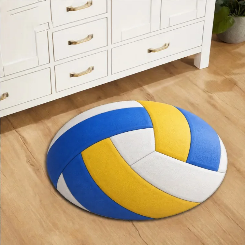 2D Volleyball Sports Print Modern Style Round Rug for Living Room Bedroom Game Room Home Interior Decor Fathers Day Holiday