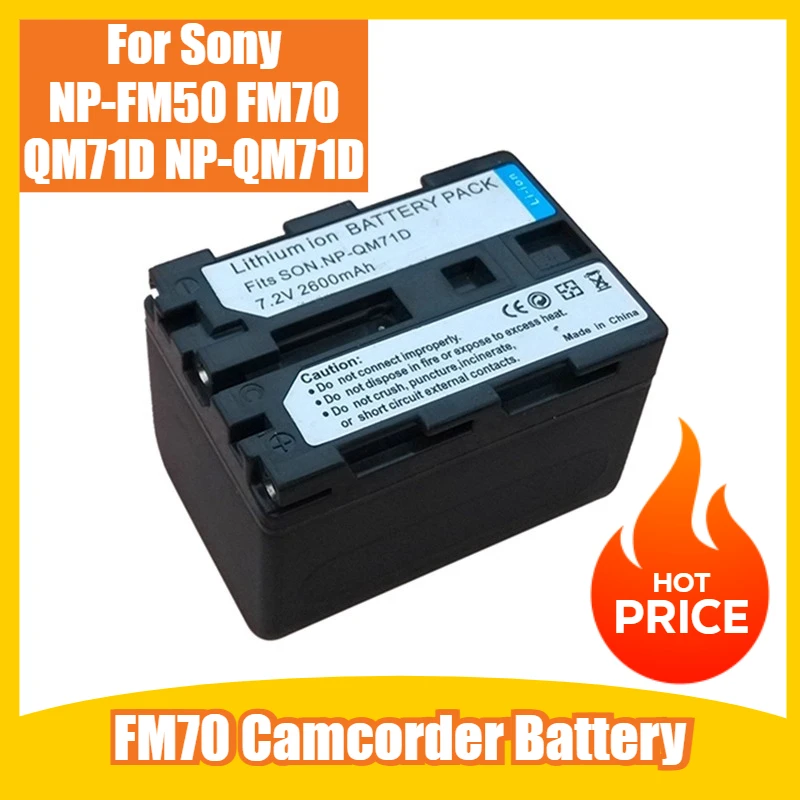 

FM70 Camcorder Battery 7.2V 2600mAh for Sony NP-FM50 FM70 QM71D NP-QM71D