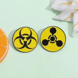 Biohazard Symbols Enamel Pin Safety Warning Chemical Hazard Sign Brooch Lapel Metal Badge Gift For Chemical Researcher