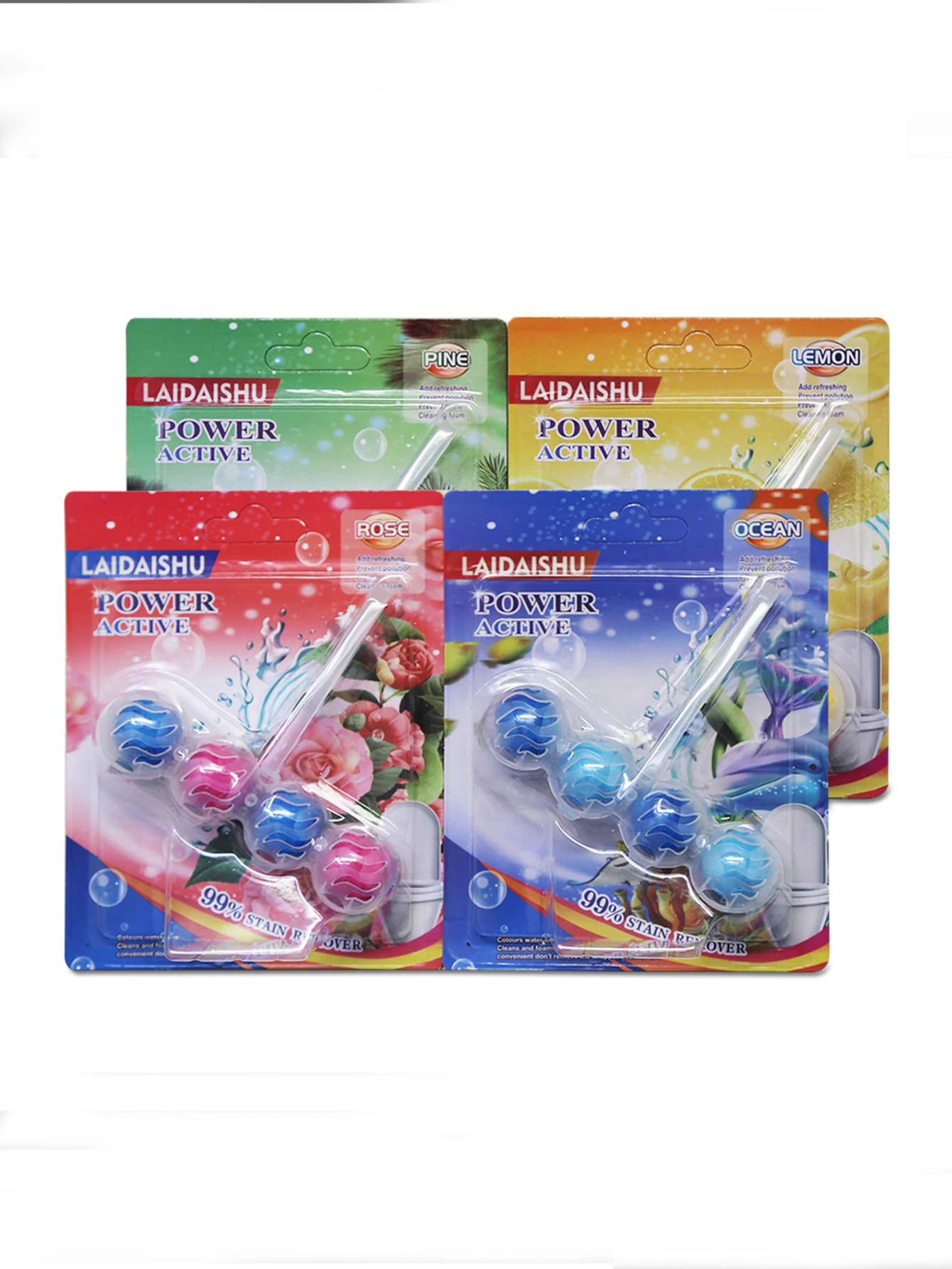 1 Set/4pcs Multi-Flavor Hanging Toilet Bowl Cleaner Deodorizer Blue Bubble & Lemon Scented Ball