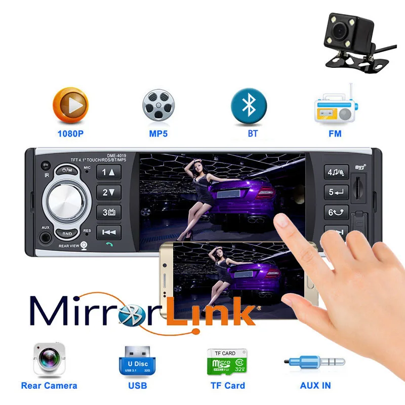 

Car Multimedia Player 1 Din Car Radio 4 Inch MP5 Player HD USB/SD/FM Stereo Mirror Link Autoradio Bluetooth Reversing camera