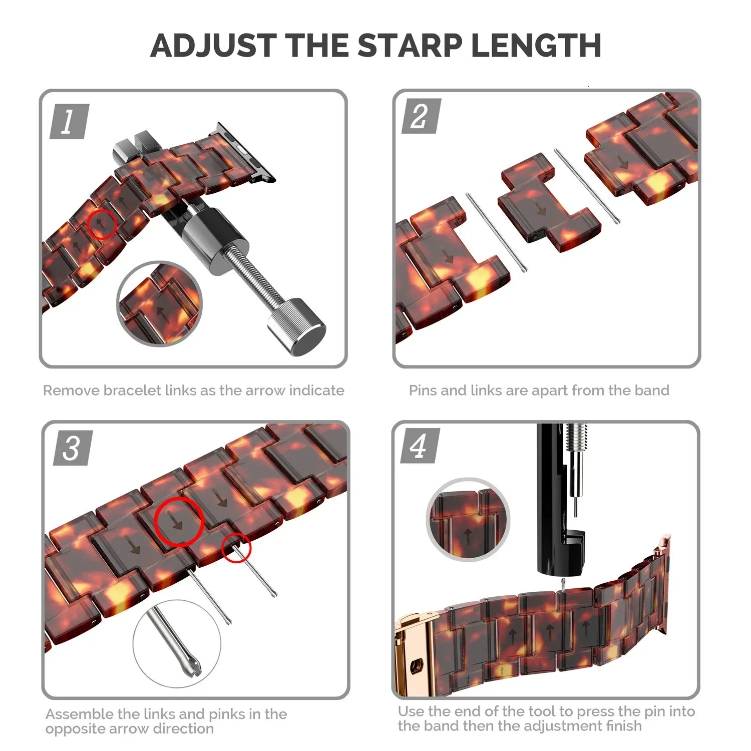 Luxury Resin strap for Apple Watch Ultra 2 Band 49mm 45mm 41mm 40mm 44mm 38mm 42mm Link bracelet iwatch series 9 7 8 6 se 5 4 3