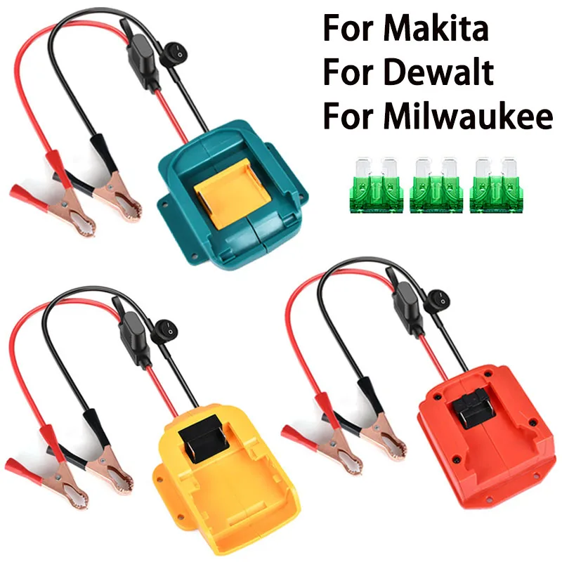 Igniter Jump Starter for Makita/Dewalt/Milwaukee 18V Lithium Battery Car Booster Cable with Fuse Switch Emergency Power Kit