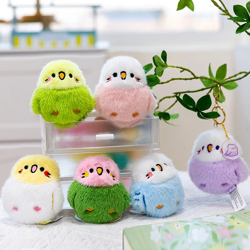Lindo Llavero de Peluche de Animalito/Pájaro, Colgante para Bolso con Sonido, Accesorios Suaves de Peluche de Loro para Regalo de Cumpleaños