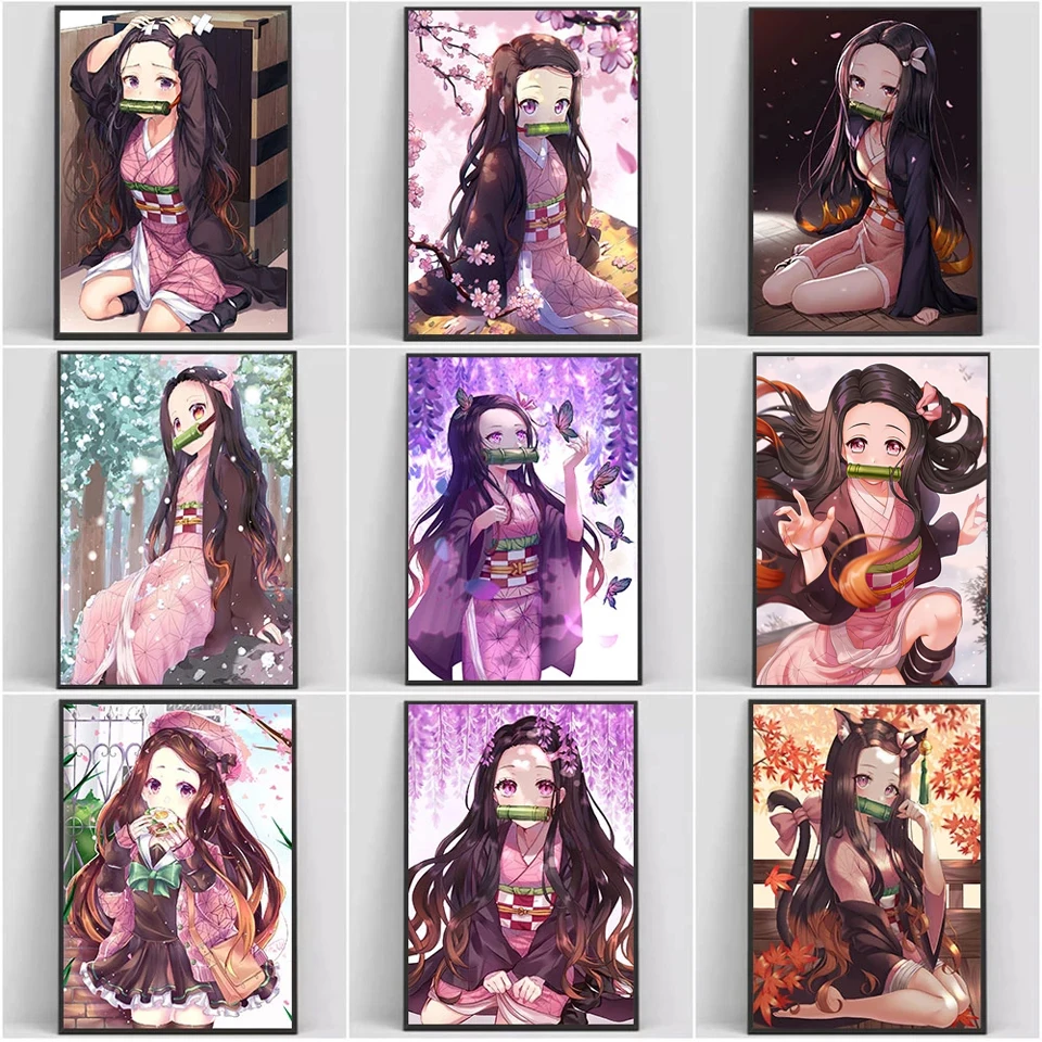 5D Diy Diamond Painting Nezuko Demon Slayer Full Rhinestones Embroidery Mosaic Art Cross Stitch Kits Home Decor New Arrival 2023