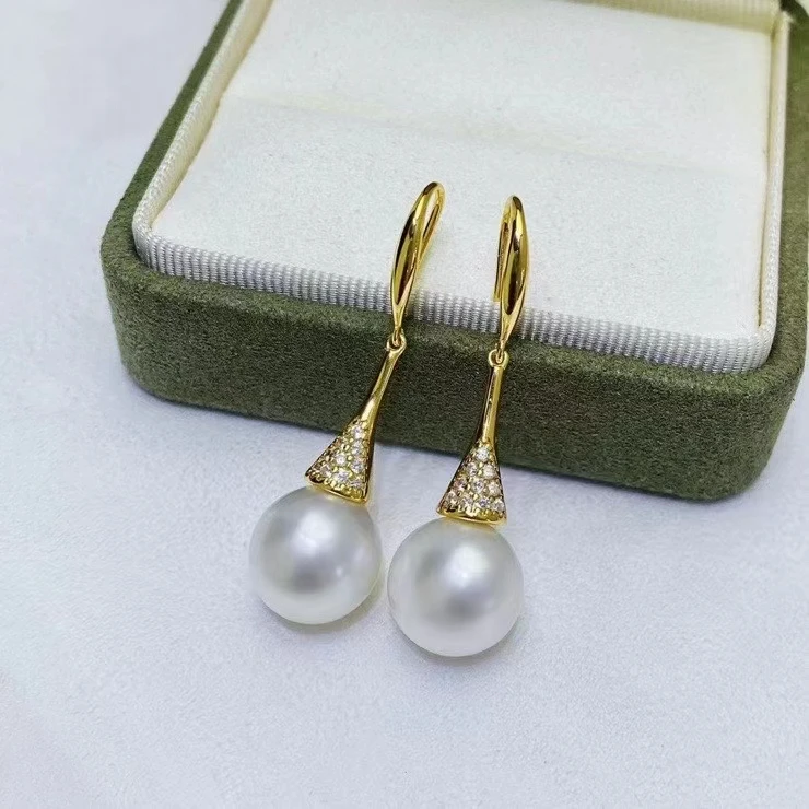 Wholesale 925 Sterling Silver Earrings Mount Findings Settings Base Mounting Parts Accessory for 11-12mm Pearls