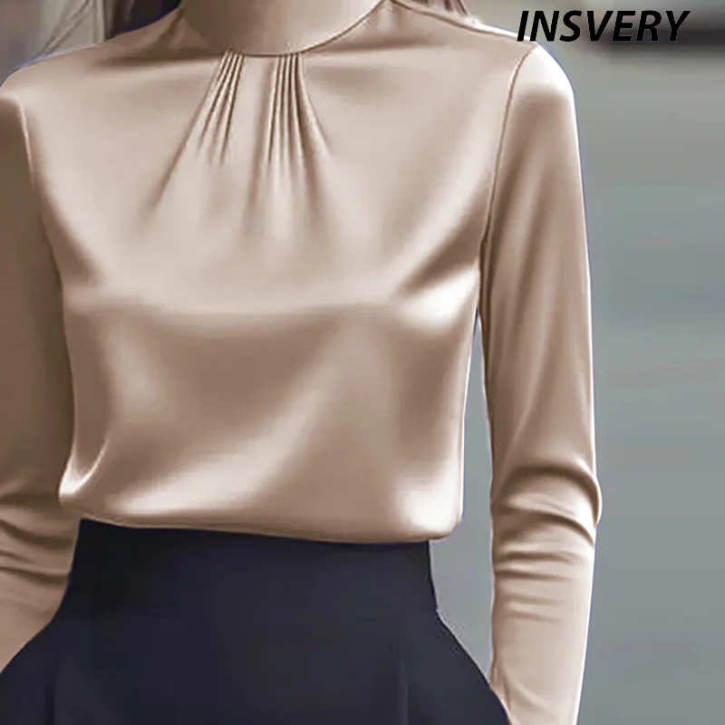 

Новые модные женские блузки для поездок на работу, рубашки, женские атласные рубашки с длинными рукавами для женщин, весенне-осенние женские офисные топы белого цвета