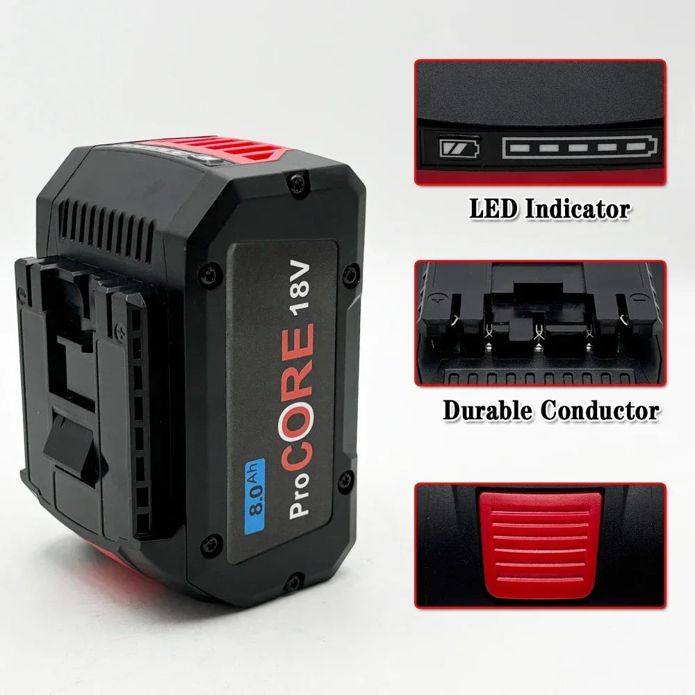 18V 8.0Ah 100% for Bosch rechargeable battery, suitable for tool BAT609 BAT618 GBA18V80 21700 high-power 5C power battery