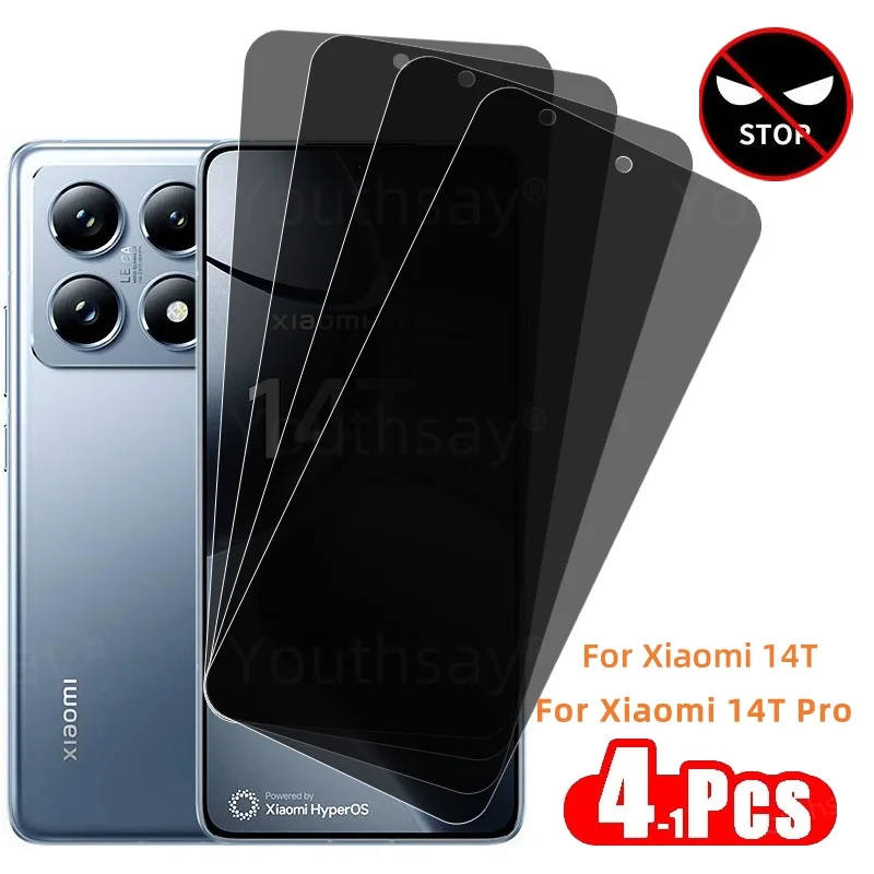 4-1Pcs Privacy Screen Protector For Xiaomi 14T Pro Tempered Glass Xiaomi 14T Pro Anti Peeping Phone Film For Xiaomi 14T Pro