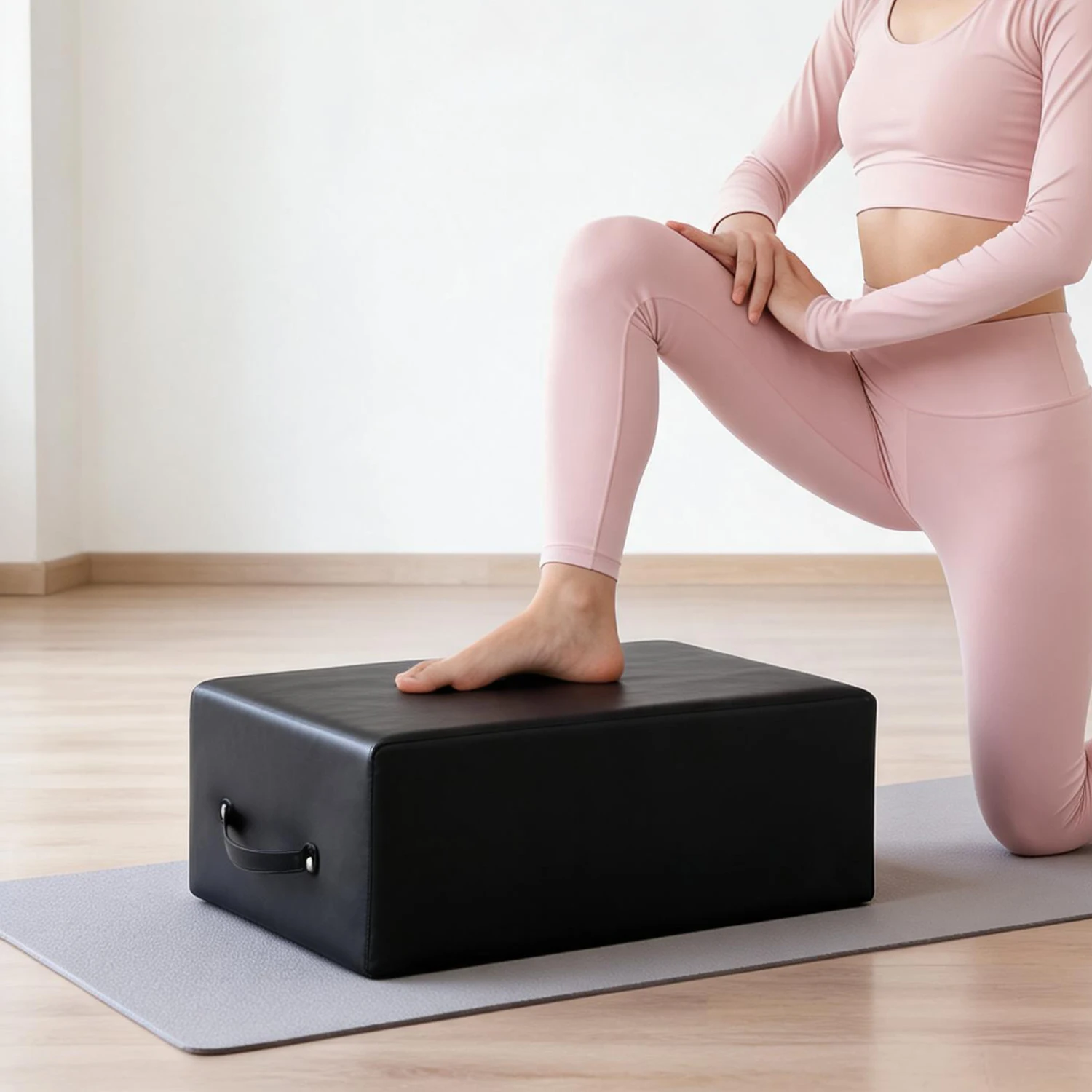 Scatola da Pilates per esercizi in posizione seduta, scatola pieghevole per Pilates con imbottitura in spugna ad alta densità e rivestimento in pelle PU, scatola antiscivolo per Pilates da utilizzare