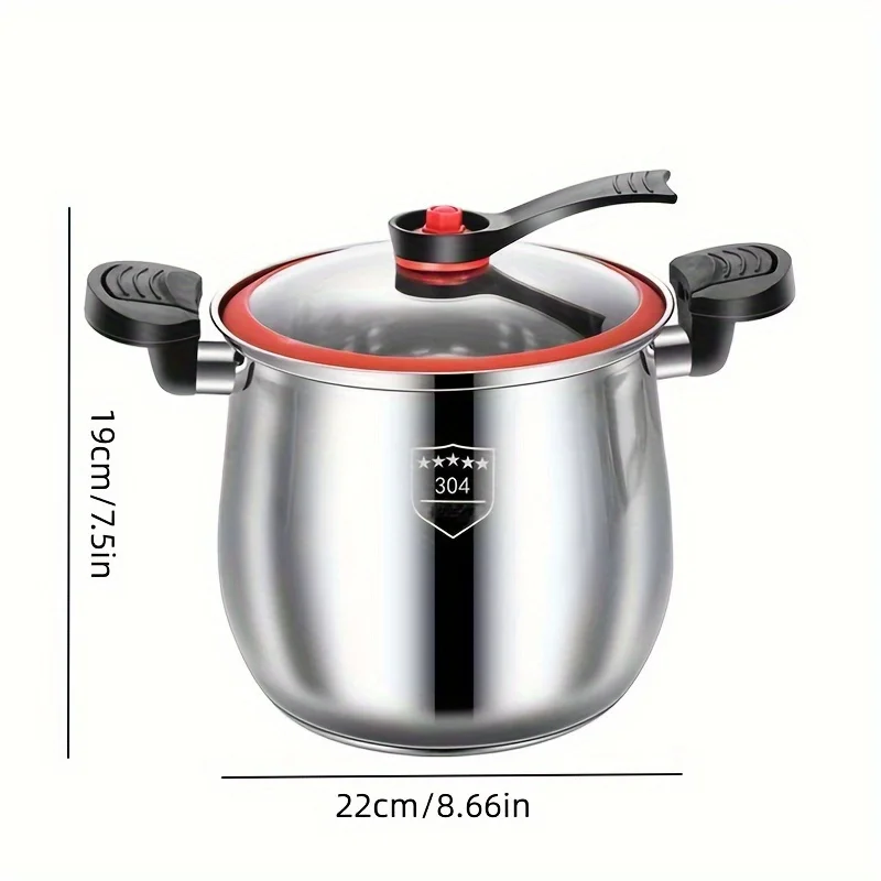 Pressure cooker made of 304 stainless steel food-grade, non-stick pot with lid, multi-functional large-capacity stew pot, suitab