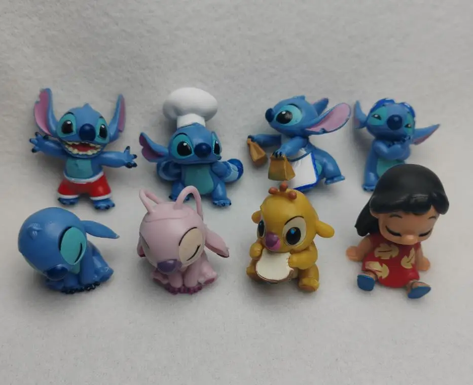 8 pezzi 3-4 cm Lilo & Stitch cartone animato carino figura modello collezione Anime ornamento da tavolo decorazione torta di compleanno giocattoli per bambini regali