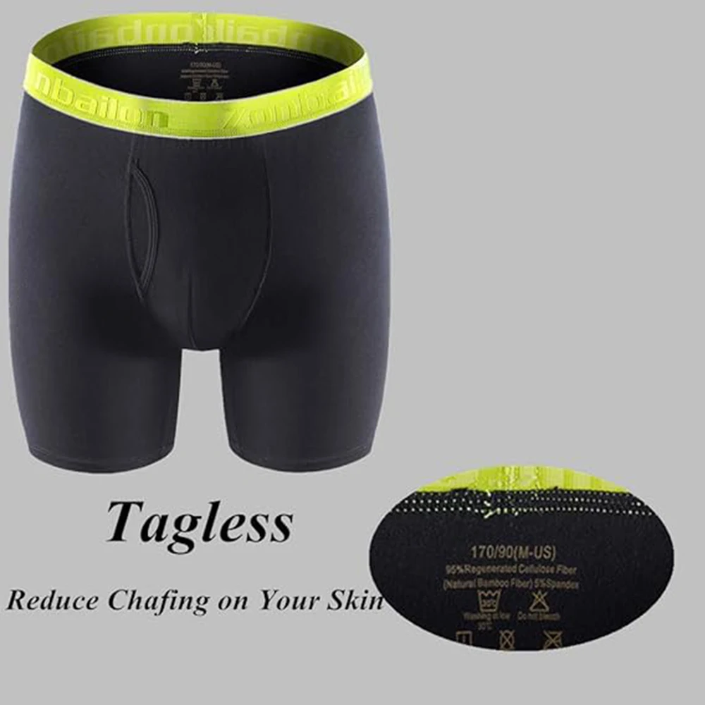 ZONBAILON Mens Pouch Boxer Briefs Big and Tall Bamboo Viscose Breathable Long Leg Underwear For Men