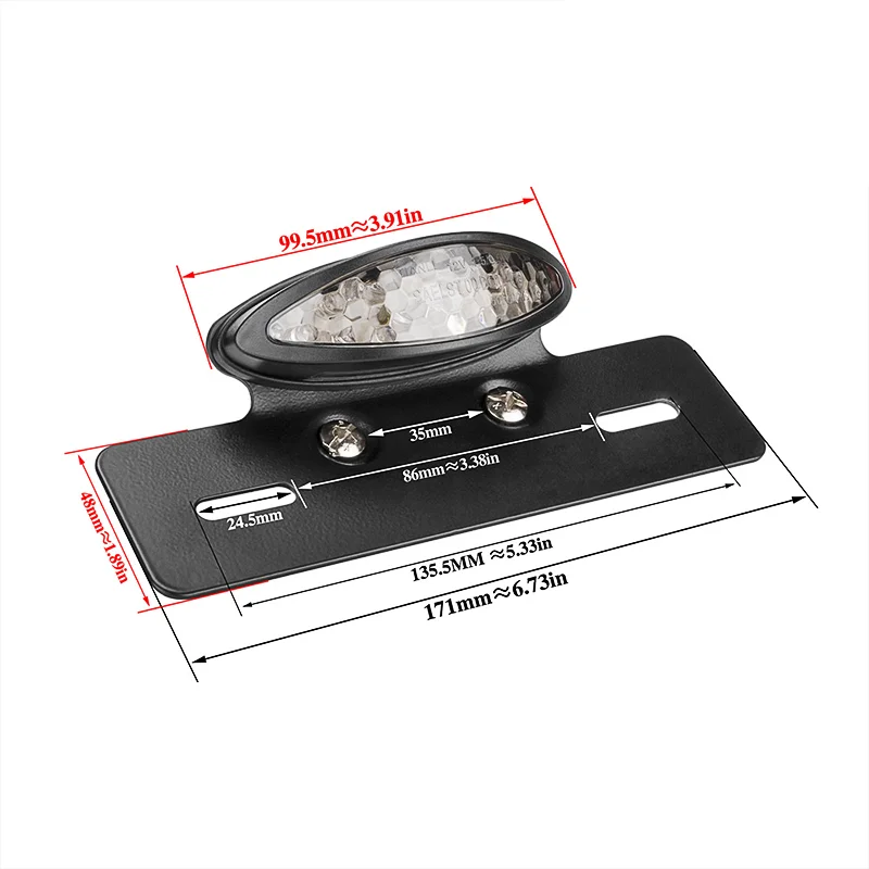 Motorcycle LED Red Brake Rear License Plate Tail Light 12V Stop Running Lamp Universal Motorbike Taillight Assembly
