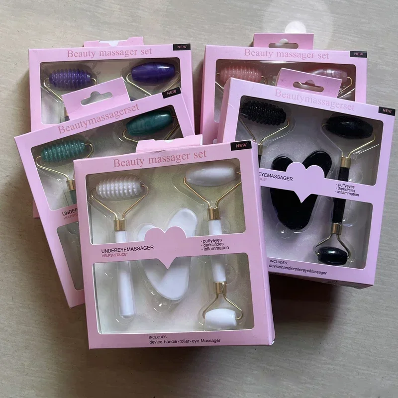 1박스 페이스 마사지 롤러 괄사 보드 레진 스크래퍼 주름 제거 마사지 롤러 얼굴 리프팅 바디 슬림 스킨 케어 세트