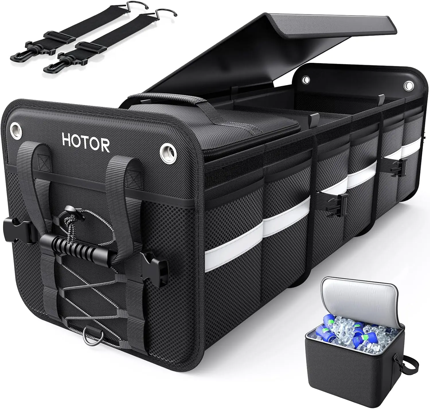 

Trunk Organizer Three Compartment Storage Cooler Bag Foldable SUV Handles