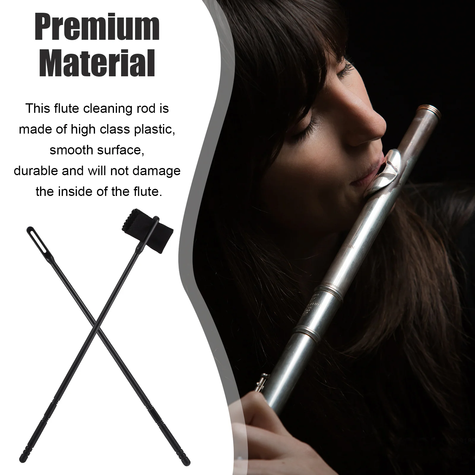 

1Set Flute Cleaning Kit Fine Details Easy to Use for Flute Clarinet Saxophone Maintenance Saxophone Cleaning Rod