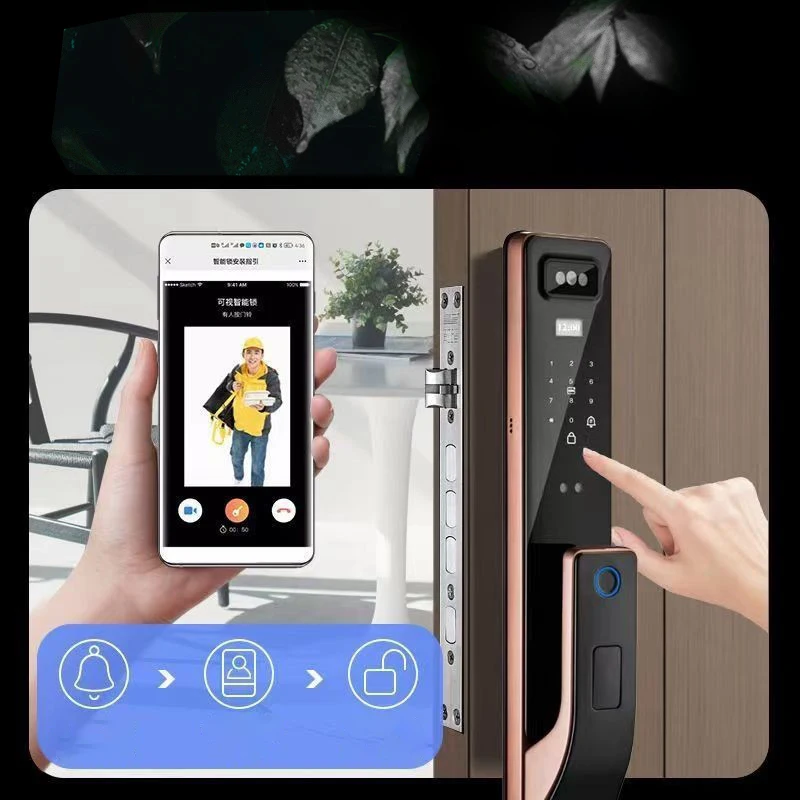 EGFirtor Tuya Wifi 3D Face Recognition Fingerprint Smart Door Lock APP Remote Control Anti-theft Home Digital Lock