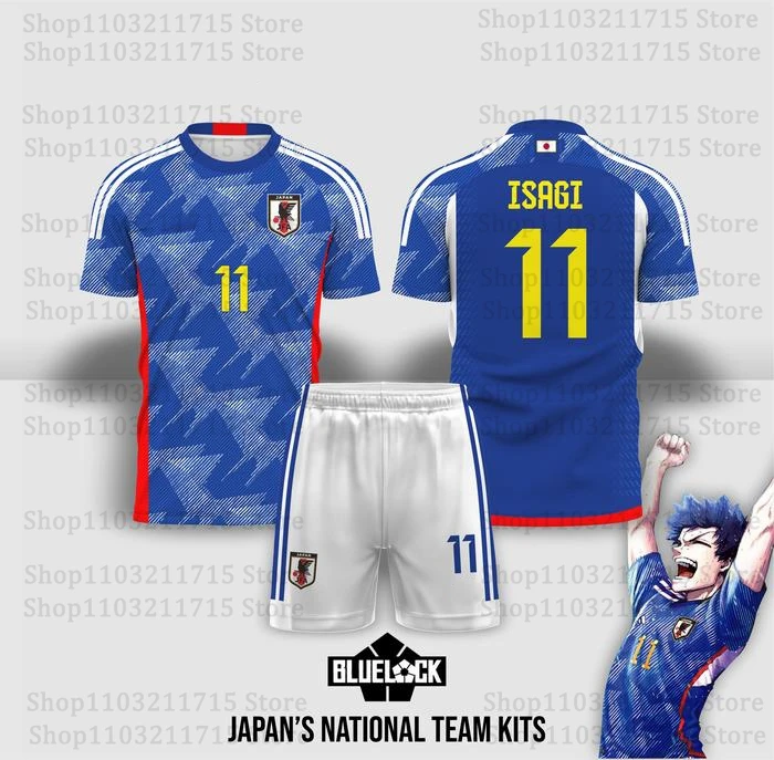 

Blue Lock Football Jersey Set 3D Isagi Print Japan's National Team Kits Cosplay Kid Anime T-shirt Set Men Women Hakuho Sport Top