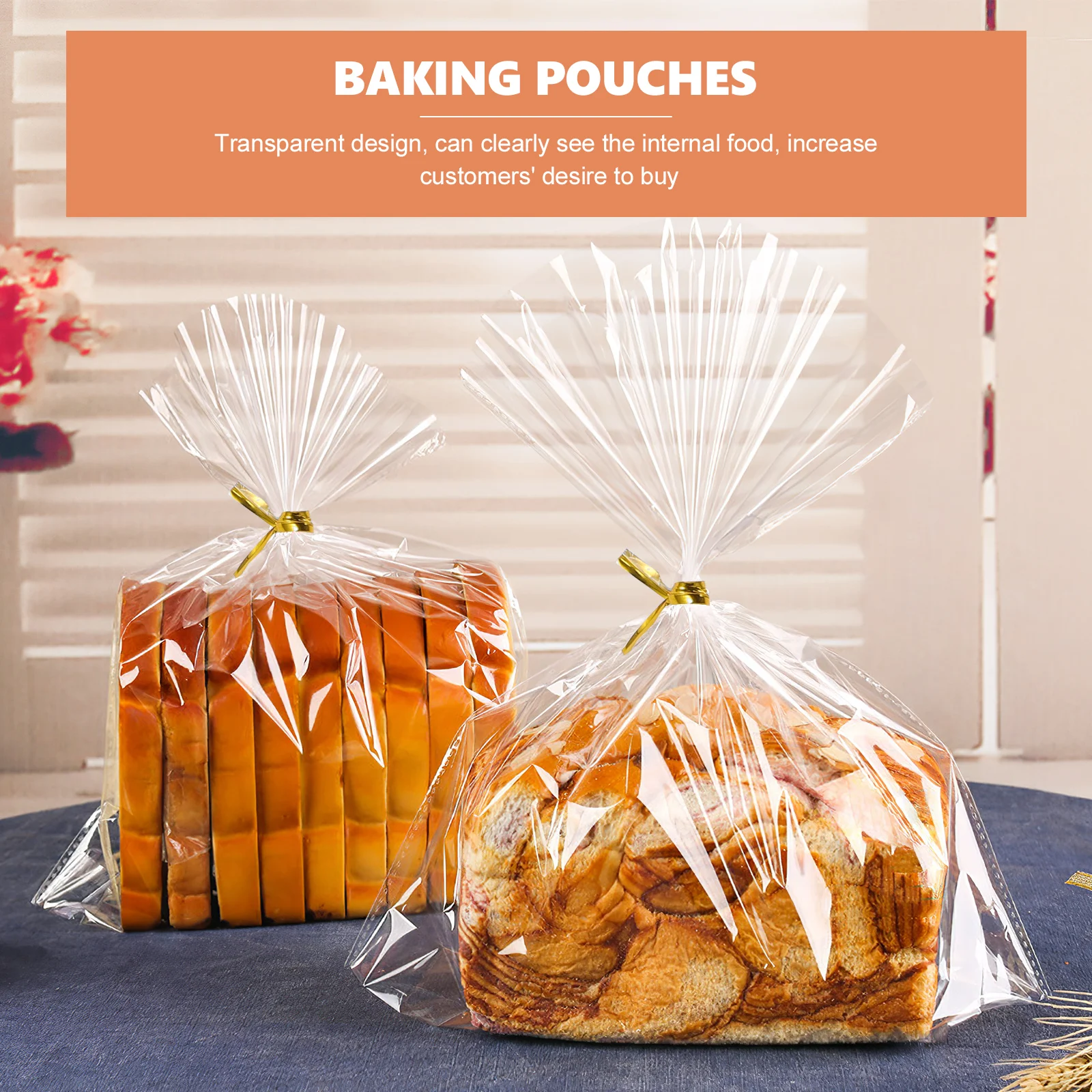 

100Pcs Bread Bags Clear Bakery Loaf Packaging Pouches Ideal for Cookies Pastries Donuts Treat Storage Baking Bread Bags