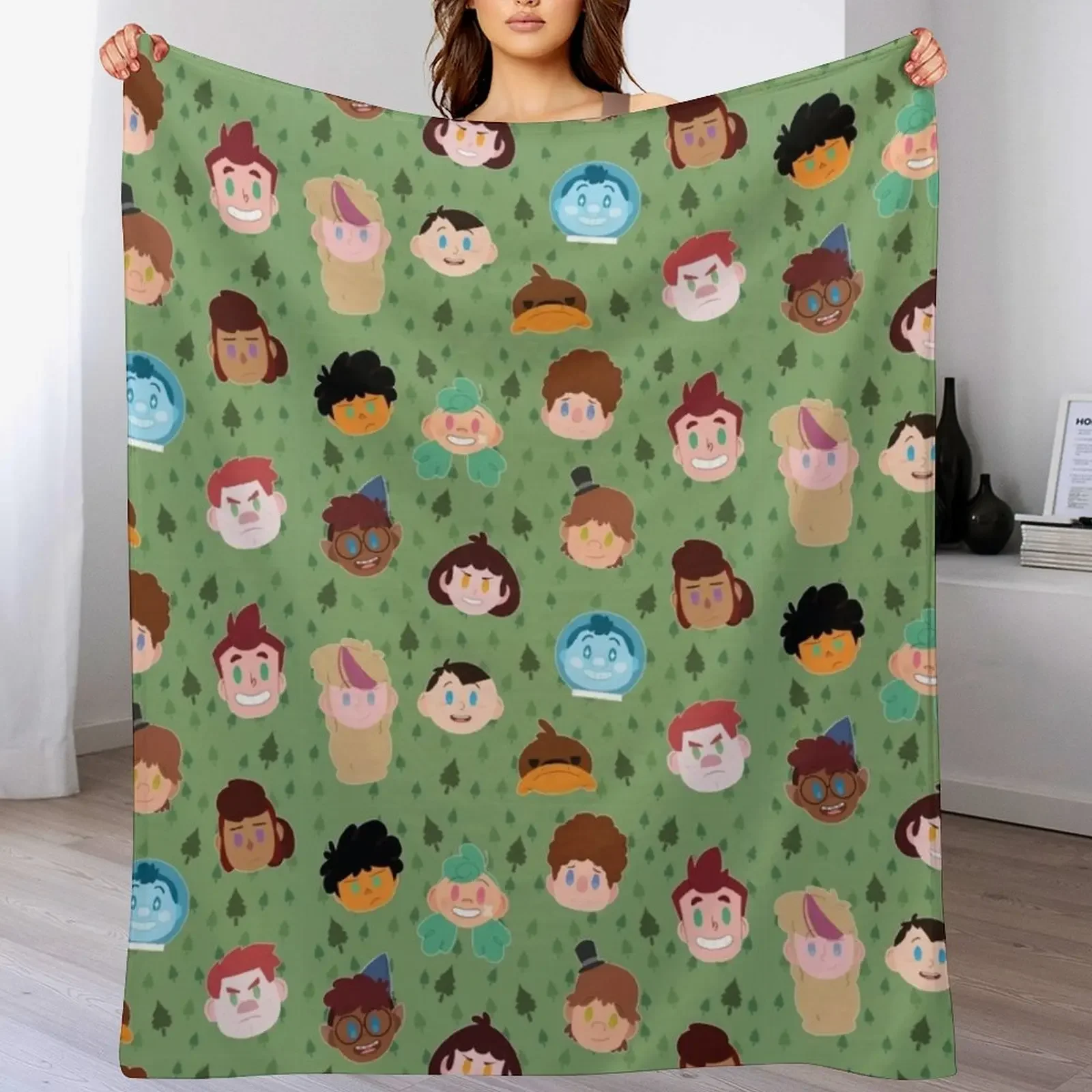 

Camp Campbell pattern Throw Blanket Flannel Kid'S Vintage valentine gift ideas Blankets