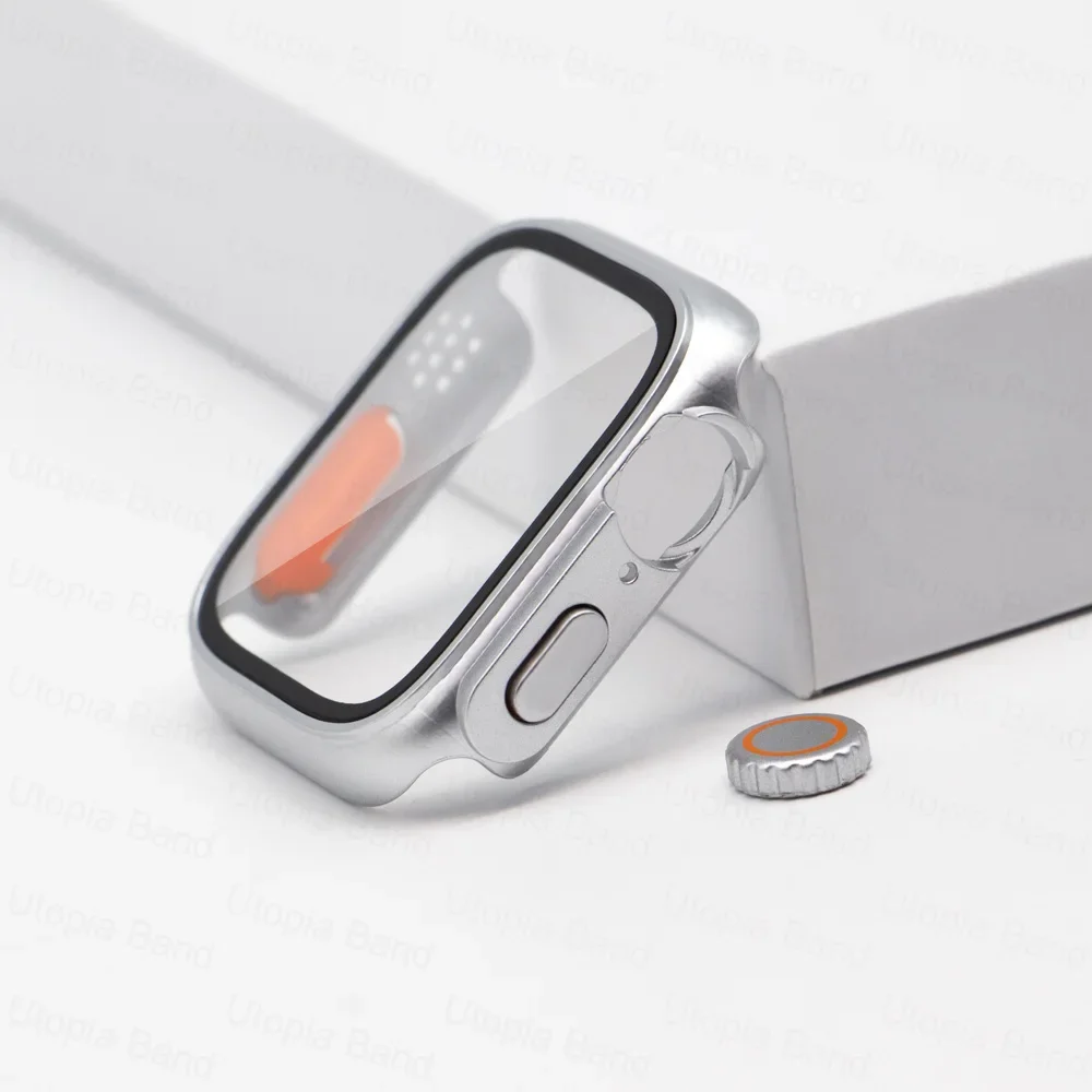 Смените на ультра для Apple Watch Φ Ultra 49 мм 8 7 45 мм 41 мм 456 SE 40 мм 44 мм закаленное стекло крышка внешний вид обновление до Ультра