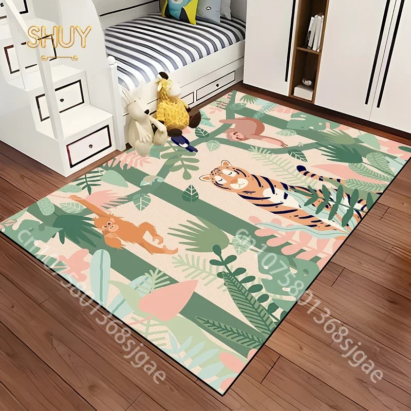 

Jungle Animal Cartoon Carpet For Home Cute Large Area Rugs Living Room Children's Bedroom Decoration Floor No-slip Play Mats