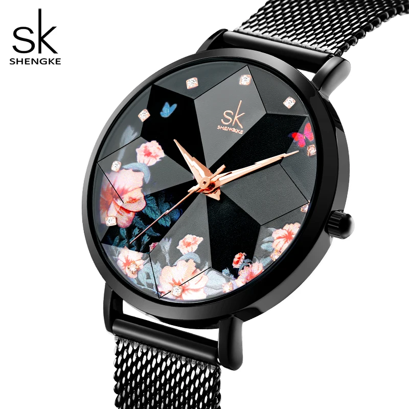 Shengke Fashion Diamond Women Watches Hot Sales Woman\'s Quartz Wristwatches Top Luxury Ladies Clock SK Original Mujer Montre