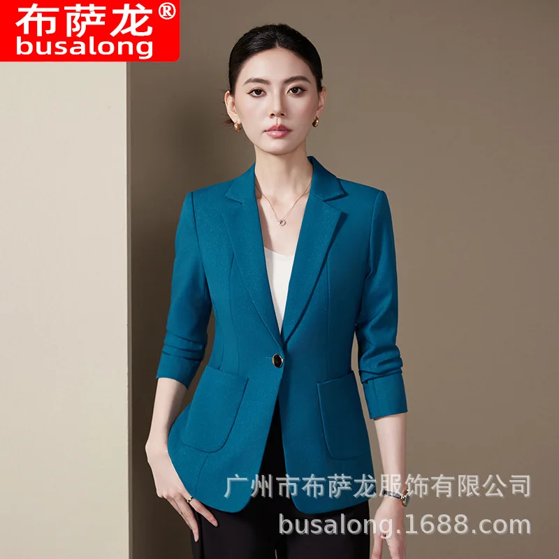 

2025New Stylish Fashion Suit Casual Women's Long Sleeve Professional Blazer Formal Women's Single Jacket Workwear20176