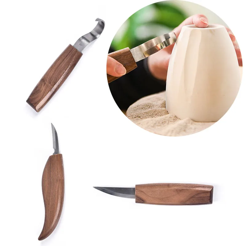 Pottery Tool Carving Knife Solid Wood Handle Repair Billet Shaping Digging Spoon Knife Handmade Diy Woodworking Woodcut Supplies