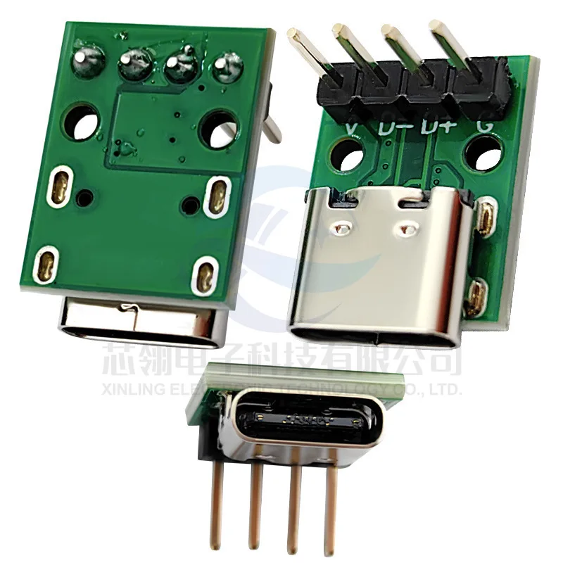 Base Tipo C con Placa Fija Interfaz de Carga de Datos USB3.1 Convierte la Placa de Prueba en Zócalo 2.54MM 5
