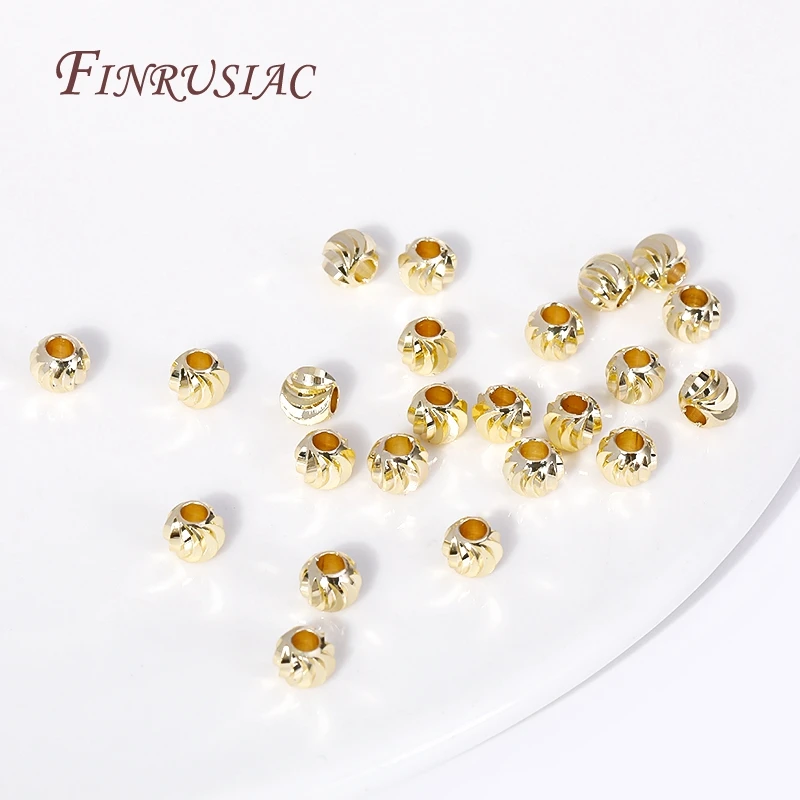 5 Sizes Round Spacer Beads 18K Gold Plated Brass Metal Beads Cut Pattern Separators Beads For DIY Handmade Jewelry Accessories