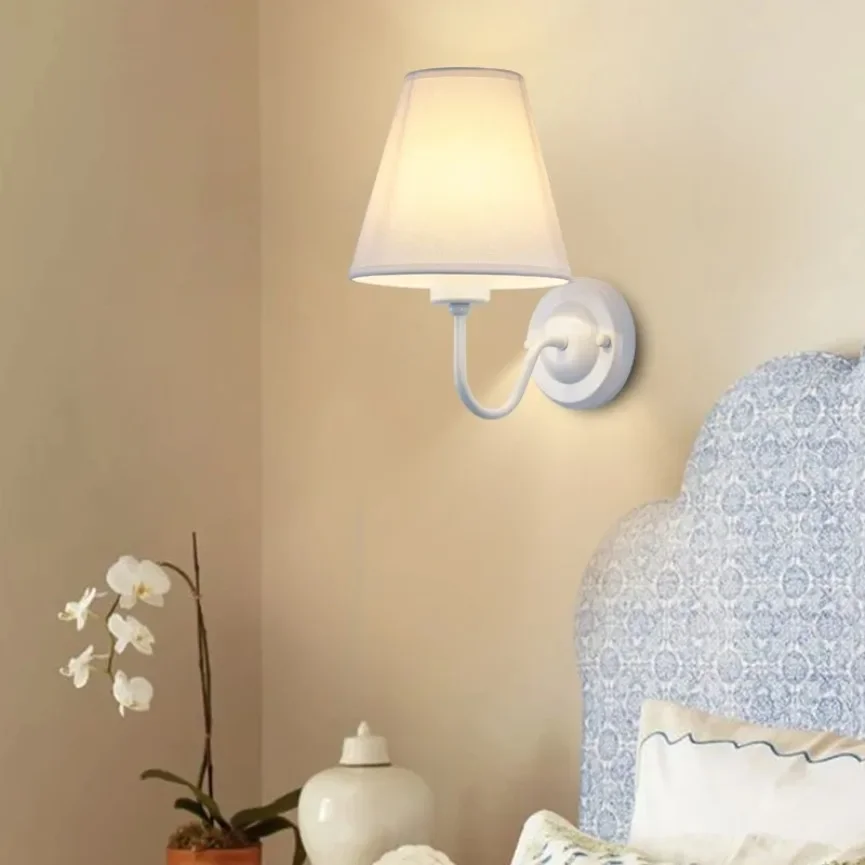 Retro Led Wandlamp Met Eenvoudige En Creatieve Stof E27 Decoratie Wandlamp Slaapkamer Bed Woonkamer Hotel Binnenverlichting