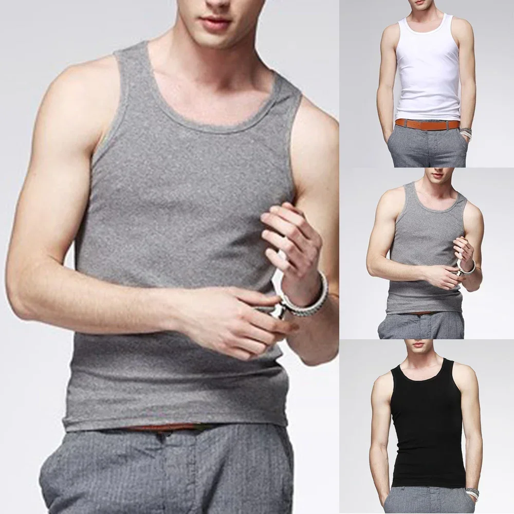 Mens Vests Tank Top Gym Muscle Summer Training Plain Sleeveless T Shirt