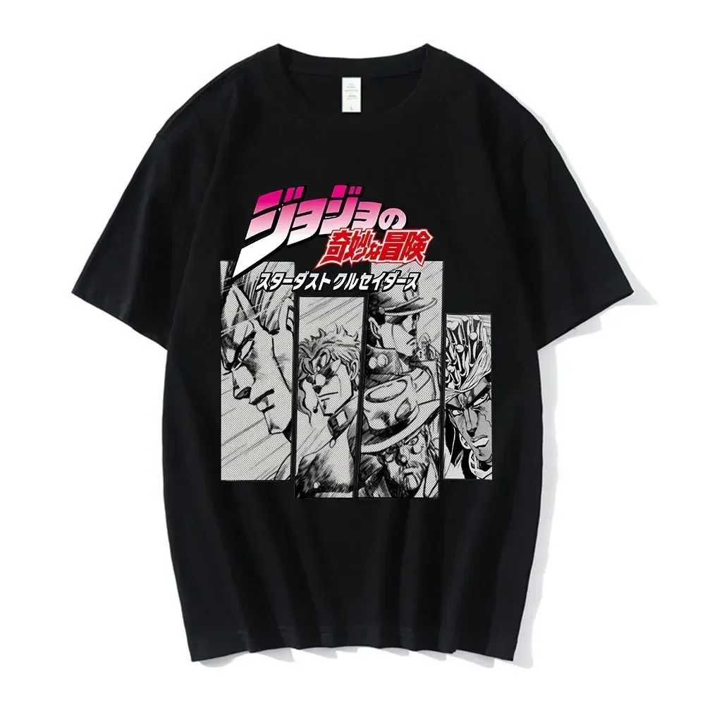 Anime Jojo Bizarre Adventure Graphic Men‘s T-Shirt Women Fashion Short Sleeve Casual Tops Cotton Oversize Tops Streetwear