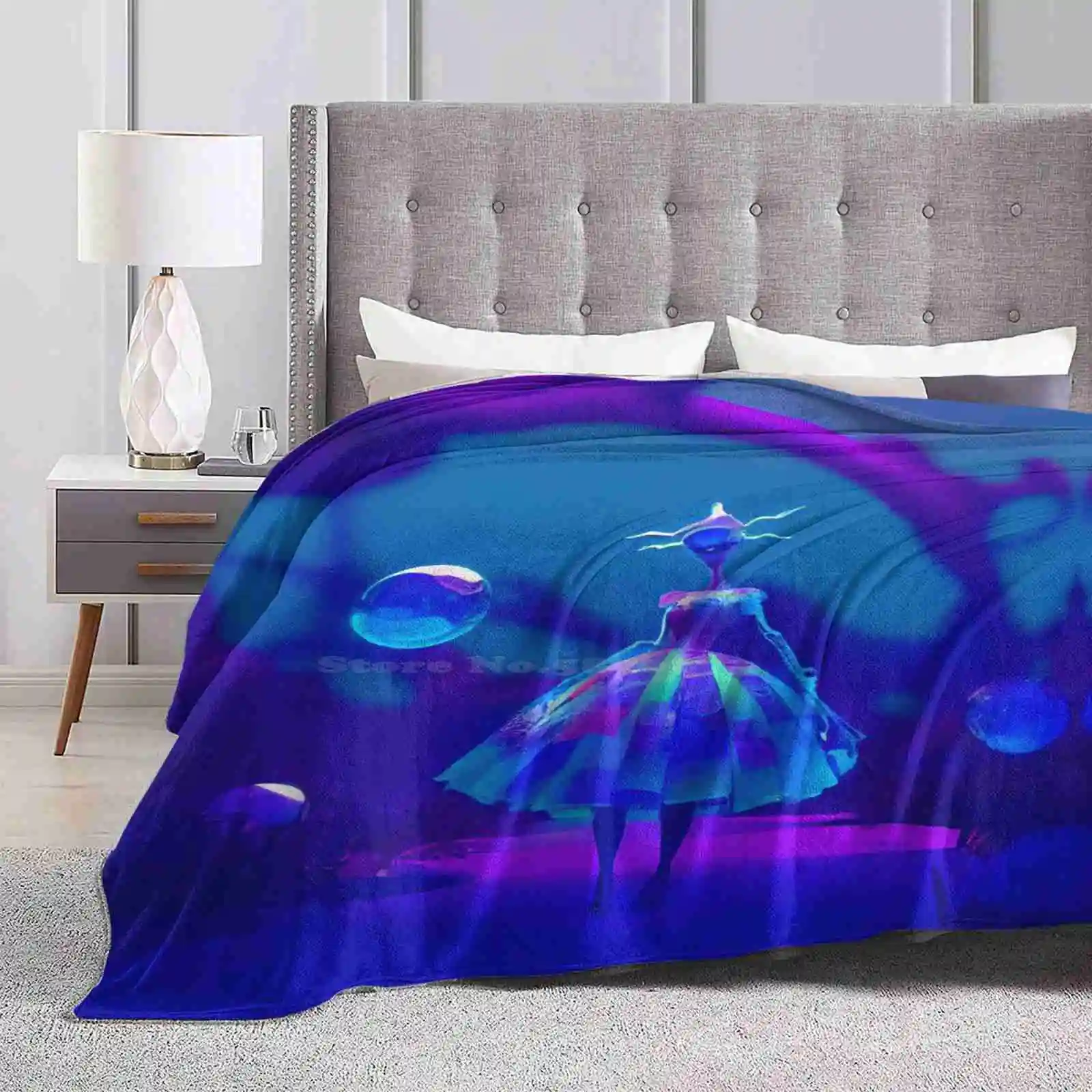 Surreal-Light Creature In A Magical World Hot Sale Printing High Qiality Warm Flannel Blanket Ai Art Ai Generated Seascape Sea