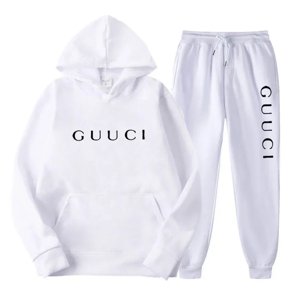 

2025 Spring/Summer Fashion Men's Casual Sports Suit New Men's and Women's Casual Hooded Sweater Two-Piece Jogging Pants Set